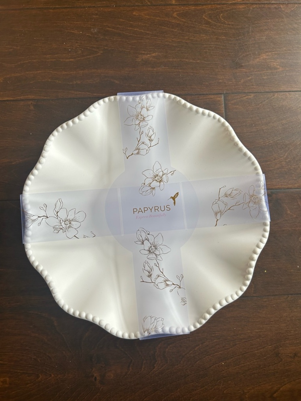 Papyrus Set Of 4 Pearlized Plates New Off White Dinner Melamine 10 1/4”